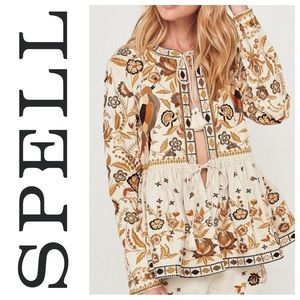 Spell Women's Floral Jacket - Cream and Brown